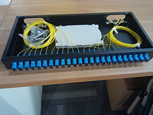 24 Port SC Rack Mount Gehäuse Box + Splice Trays Fiber Cables Spule SingleMode SC-UPC Kit (inklusive 1 m 24 Stränge Pigtail + 24 Core LGX geladenes Patchpanel – passend für 48,3 cm Racks Cabinet 24 Port SC Rack Mount Gehäuse Box + Splice Trays Fiber Cables Spule SingleMode SC-UPC Kit (inklusive 1 m 24 Stränge Pigtail + 24 Core LGX geladenes Patchpanel – passend für 48,3 cm Racks Cabinet von VFLTOOL