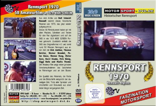 Rennsport 1970 Renault Alpine DVD 839 in 16:9 Format von VFMC WIGE