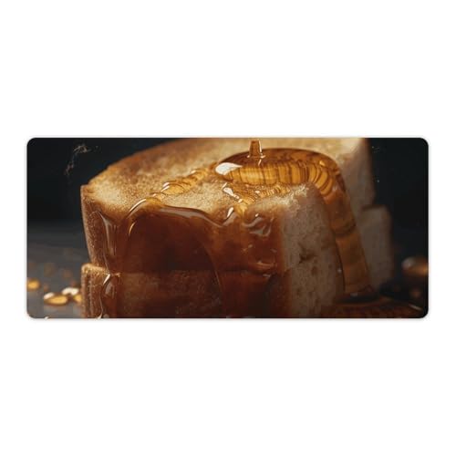 Großes Mauspad, erweitertes Gaming-Mauspad, rutschfeste Unterseite, wasserdichte Schreibtischunterlage mit genähten Kanten, Brot mit Honig, Tastaturmatte für Zuhause, Büro, 40,6 x 91,4 cm Großes Mauspad, erweitertes Gaming-Mauspad, rutschfeste Unterseite, wasserdichte Schreibtischunterlage mit genähten Kanten, Brot mit Honig, Tastaturmatte für Zuhause, Büro, 40,6 x 91,4 cm von VFMKT