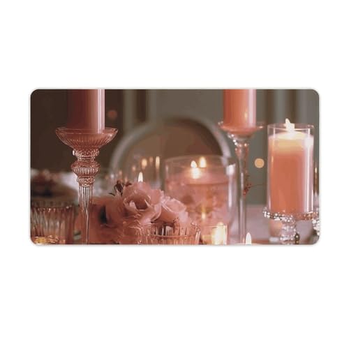 Großes Mauspad, erweitertes Gaming-Mauspad, rutschfeste Unterseite, wasserdichte Schreibtischunterlage mit genähten Kanten, Kerzen und Blumen, Tastaturmatte für Zuhause, Büro, 40,6 x 76,2 cm Großes Mauspad, erweitertes Gaming-Mauspad, rutschfeste Unterseite, wasserdichte Schreibtischunterlage mit genähten Kanten, Kerzen und Blumen, Tastaturmatte für Zuhause, Büro, 40,6 x 76,2 cm von VFMKT