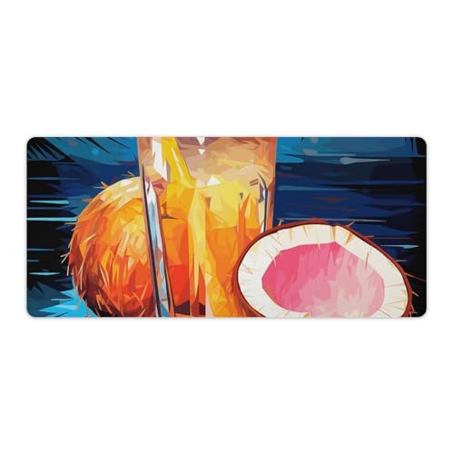 Großes Mauspad, erweitertes Gaming-Mauspad, rutschfeste Unterseite, wasserdichte Schreibtischunterlage mit genähten Kanten, Kokosnusssaft, Tastaturmatte für Zuhause, Büro, 40,6 x 91,4 cm Großes Mauspad, erweitertes Gaming-Mauspad, rutschfeste Unterseite, wasserdichte Schreibtischunterlage mit genähten Kanten, Kokosnusssaft, Tastaturmatte für Zuhause, Büro, 40,6 x 91,4 cm von VFMKT
