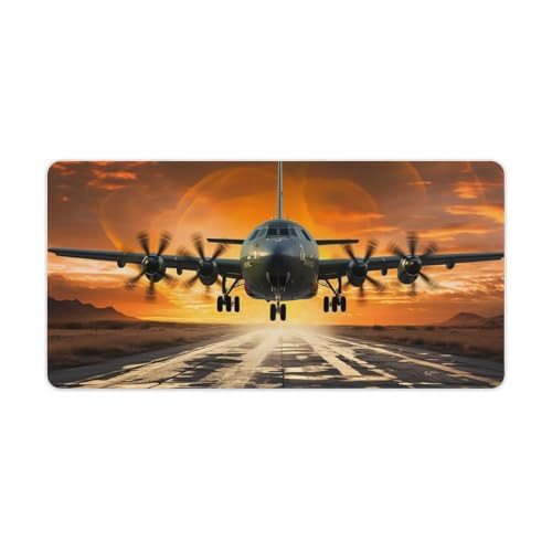 Großes Mauspad, erweitertes Gaming-Mauspad, rutschfeste Unterseite, wasserdichte Schreibtischunterlage mit genähten Kanten, Militärflugzeug landet auf Airforce Runways gegen schöne DuSky MouseMat Großes Mauspad, erweitertes Gaming-Mauspad, rutschfeste Unterseite, wasserdichte Schreibtischunterlage mit genähten Kanten, Militärflugzeug landet auf Airforce Runways gegen schöne DuSky MouseMat von VFMKT