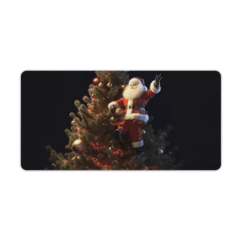 Großes Mauspad, erweitertes Gaming-Mauspad, rutschfeste Unterseite, wasserdichte Schreibtischunterlage mit genähten Kanten, Weihnachtsmann am Weihnachtsbaum, Tastaturmatte für Zuhause, Büro, 30,5 x 61 Großes Mauspad, erweitertes Gaming-Mauspad, rutschfeste Unterseite, wasserdichte Schreibtischunterlage mit genähten Kanten, Weihnachtsmann am Weihnachtsbaum, Tastaturmatte für Zuhause, Büro, 30,5 x 61 von VFMKT
