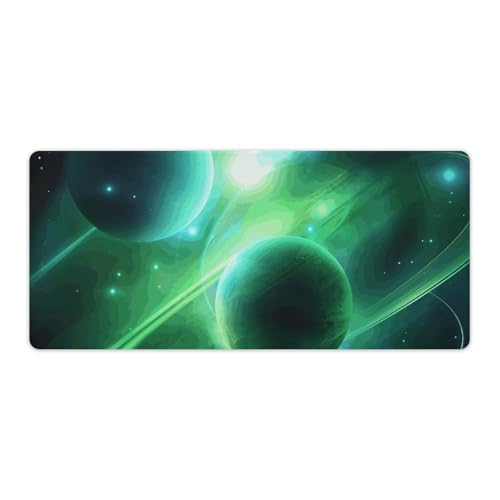 Großes Mauspad, erweitertes Gaming-Mauspad, rutschfeste Unterseite, wasserdichte Schreibtischunterlage mit genähten Kanten, grünes Licht, Planet, Tastaturmatte für Zuhause, Büro, 40,6 x 91,4 cm Großes Mauspad, erweitertes Gaming-Mauspad, rutschfeste Unterseite, wasserdichte Schreibtischunterlage mit genähten Kanten, grünes Licht, Planet, Tastaturmatte für Zuhause, Büro, 40,6 x 91,4 cm von VFMKT
