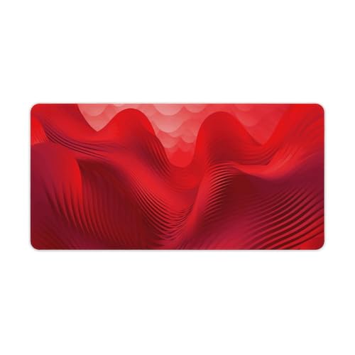 Großes Mauspad, erweitertes Gaming-Mauspad, rutschfeste Unterseite, wasserdichte Schreibtischunterlage mit genähten Kanten, rote Wellen, Tastaturmatte für Zuhause, Büro, 30,5 x 61 cm Großes Mauspad, erweitertes Gaming-Mauspad, rutschfeste Unterseite, wasserdichte Schreibtischunterlage mit genähten Kanten, rote Wellen, Tastaturmatte für Zuhause, Büro, 30,5 x 61 cm von VFMKT