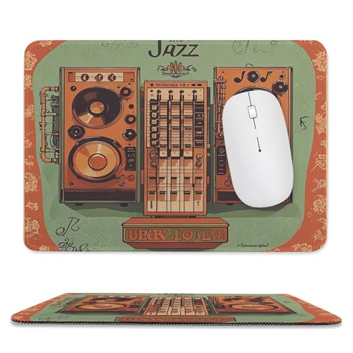 Mauspad, 20,1 x 23,9 cm, rutschfest, wasserdicht, Gaming-Mauspad für kabellose Maus, Computer, Laptop, Büro, Jazz-Musikgeräte mit Vintage-Hintergrund Mauspad, 20,1 x 23,9 cm, rutschfest, wasserdicht, Gaming-Mauspad für kabellose Maus, Computer, Laptop, Büro, Jazz-Musikgeräte mit Vintage-Hintergrund von VFMKT
