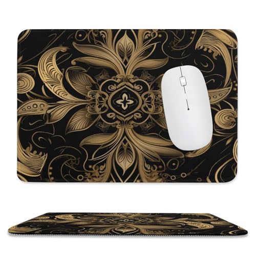 Mauspad, 20,1 x 23,9 cm, rutschfest, wasserdicht, Gaming-Mauspad für kabellose Maus, Computer, Laptop, Büro, Schwarz und goldfarbenes Muster Mauspad, 20,1 x 23,9 cm, rutschfest, wasserdicht, Gaming-Mauspad für kabellose Maus, Computer, Laptop, Büro, Schwarz und goldfarbenes Muster von VFMKT