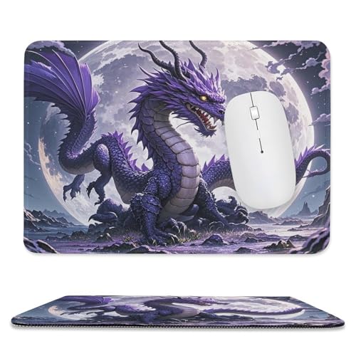 Mauspad, 20,1 x 23,9 cm, rutschfest, wasserdicht, Gaming-Mauspad für kabellose Maus, Computer, Laptop, Büro, violetter Drache, violetter Mond Mauspad, 20,1 x 23,9 cm, rutschfest, wasserdicht, Gaming-Mauspad für kabellose Maus, Computer, Laptop, Büro, violetter Drache, violetter Mond von VFMKT