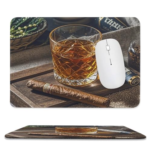 Mauspad, 20,1 x 23,9 cm, rutschfest, wasserdicht, Gaming-Mauspad für kabellose Maus, Computer, Laptop, Büro-Zigarre und Whiskey Mauspad, 20,1 x 23,9 cm, rutschfest, wasserdicht, Gaming-Mauspad für kabellose Maus, Computer, Laptop, Büro-Zigarre und Whiskey von VFMKT