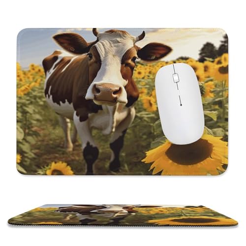 Mauspad, 20,1 x 23,9 cm, rutschfest, wasserdicht, Gaming-Mauspad für kabellose Maus, Computer, Laptop, Bürokuh in Sonnenblumen Mauspad, 20,1 x 23,9 cm, rutschfest, wasserdicht, Gaming-Mauspad für kabellose Maus, Computer, Laptop, Bürokuh in Sonnenblumen von VFMKT