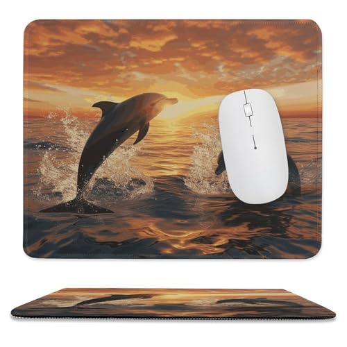 Mauspad, 24,9 x 30 cm, rutschfest, wasserdicht, Gaming-Mauspad für kabellose Maus, Computer, Laptop, Büro, Delfine, die bei Sonnenuntergang aus dem Wasser springen Mauspad, 24,9 x 30 cm, rutschfest, wasserdicht, Gaming-Mauspad für kabellose Maus, Computer, Laptop, Büro, Delfine, die bei Sonnenuntergang aus dem Wasser springen von VFMKT