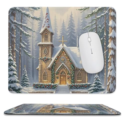 Mauspad, 24,9 x 30 cm, rutschfest, wasserdicht, Gaming-Mauspad für kabellose Maus, Computer, Laptop, Büro, Kirche im Wald von VFMKT