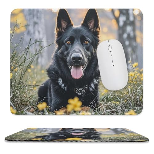 Mauspad, 24,9 x 30 cm, rutschfest, wasserdicht, Gaming-Mauspad für kabellose Maus, Computer, Laptop, Büro, schwarzer Schäferhund von VFMKT