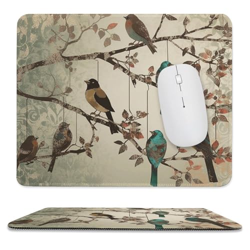 Mauspad, 24,9 x 30 cm, rutschfest, wasserdicht, Gaming-Mauspad für kabellose Maus, Computer, Laptop, Bürovögel auf Ästen von VFMKT
