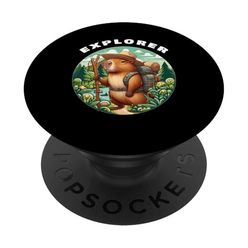 Nature Lover Cute Capybara Explorer mit Gehstock PopSockets Klebender PopGrip Nature Lover Cute Capybara Explorer mit Gehstock PopSockets Klebender PopGrip von VG Productions