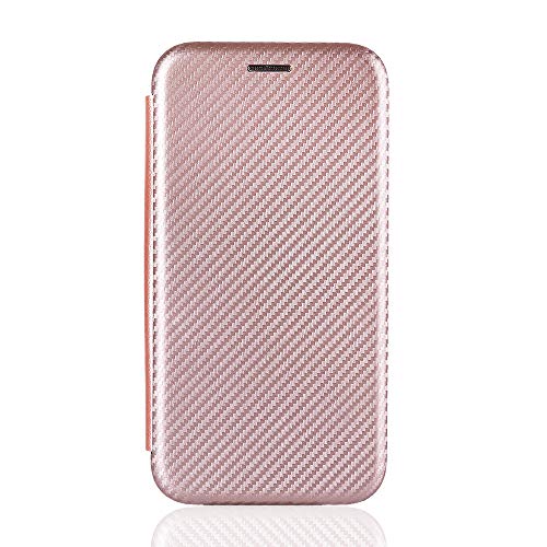 VGANA Brieftasche Hülle Kompatibel für Realme C33, Hochwertige wasserdichte Flipbook Handyhülle aus Kohlefaser. Rosa von VGANA