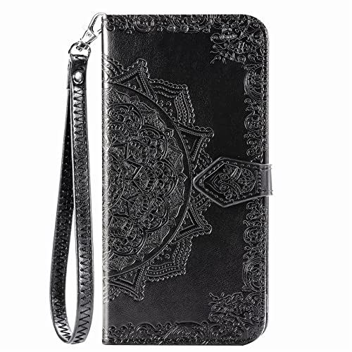 VGANA Hülle Geeignet für ZTE Blade V50S 2023, Schöne und Elegante Relief Muster Design mit 3 Kartenschlitz Brieftasche Handyhülle. Schwarz von VGANA