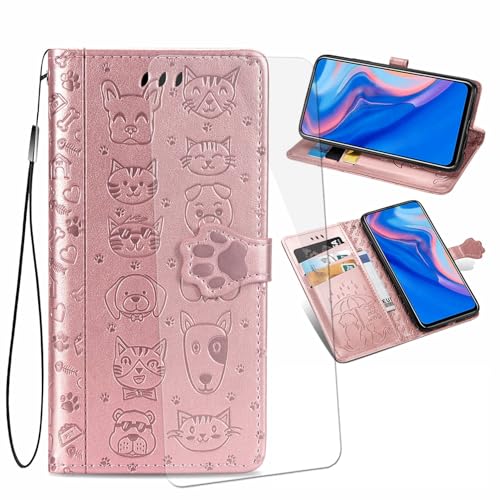 VGANA Hülle Kompatibel für Meizu Note 16 Pro, Leder Brieftasche Handyhülle Katzen und Hundeserie Muster Niedlich geprägt Hüllen. von VGANA