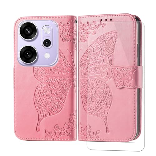 VGANA Hülle Kompatibel für Oppo Reno14 Pro, Brieftasche Handyhülle mit 1 Pack Bildschirmschutz Schmetterling Schönes Muster mit Magnetverschluss. Rosa VGANA Hülle Kompatibel für Oppo Reno14 Pro, Brieftasche Handyhülle mit 1 Pack Bildschirmschutz Schmetterling Schönes Muster mit Magnetverschluss. Rosa von VGANA