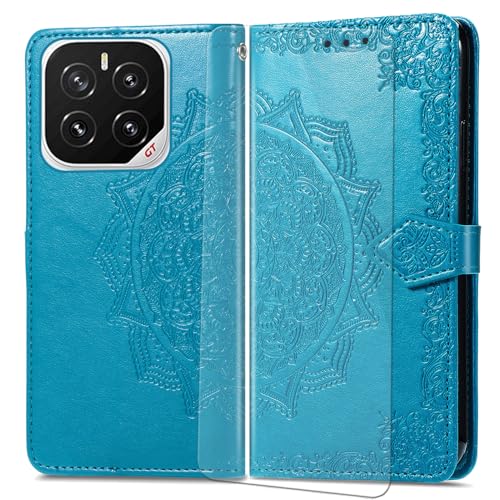 VGANA Hülle für Honor GT Pro, Premium PU Leder Klapphülle Brieftasche Lederhülle Elegante Relief mit 3 Kartenschlitz Handyhülle. Blau von VGANA