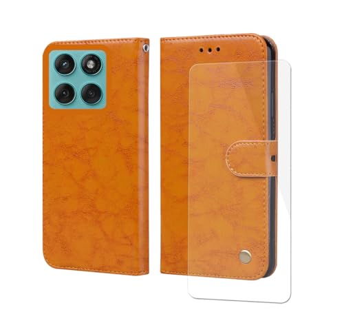 VGANA Hülle für Motorola Edge 60 Premium Leder Handyhülle Brieftasche [mit Kartenfach] [Standfunktion] Klapphülle Flip Folio Lederhülle Tasche. Braun von VGANA