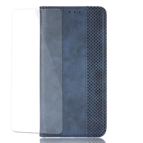 VGANA Hülle für Nothing CMF Phone 2 Pro, [1 Pack -Bildschirmschutz] Brieftasche Handyhülle Retro Muster mit Magnetverschluss Schutzhülle. Blau von VGANA