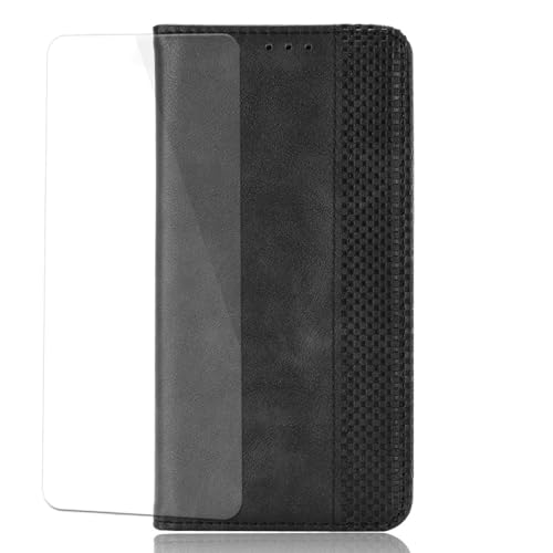 VGANA Hülle für Nothing CMF Phone 2 Pro, [1 Pack -Bildschirmschutz] Brieftasche Handyhülle Retro Muster mit Magnetverschluss Schutzhülle. Schwarz von VGANA
