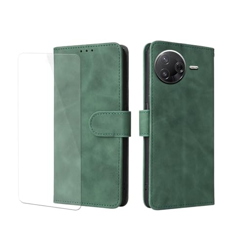 VGANA Hülle für Xiaomi Poco F7 Ultra, 1 Pack Bildschirmschutz und Brieftasche Handyhülle PU Lederbezug Einfache Mode Muster Buchstil Telefon Shell. Grün von VGANA