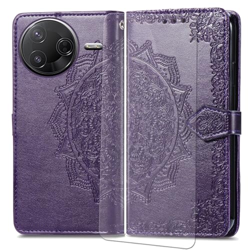 VGANA Hülle für Xiaomi Poco F7 Ultra, Premium PU Leder Klapphülle Brieftasche Lederhülle Elegante Relief mit 3 Kartenschlitz Handyhülle. Lila von VGANA