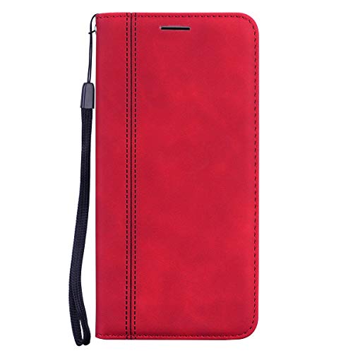 VGANA Hülle für ZTE Blade A73, Brieftasche PU Lederbezug Einfache Mode Muster Buchstil Telefon Shell. Rot von VGANA