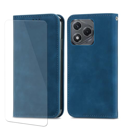 VGANA für Honor 400 Lite Hülle, PU-Leder Flip Cover mit Magnetverschluss [Kartenhalter] [1x Bildschirmschutzfolie] Buchstyle Handyhülle. Blau von VGANA