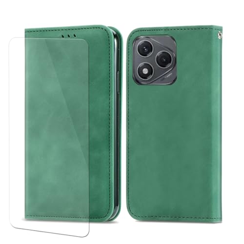 VGANA für Honor 400 Lite Hülle, PU-Leder Flip Cover mit Magnetverschluss [Kartenhalter] [1x Bildschirmschutzfolie] Buchstyle Handyhülle. Grün von VGANA