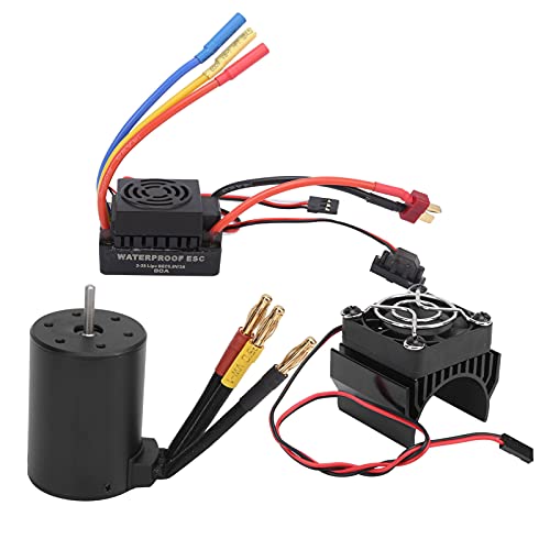 3650 3600KV Motor ESC Kit, Wasserdicht 3650 3600KV Brushless Motor 60A Brushless ESC Kühlkörper Set Kompatibel für 1/8 1/10 RC Car Automodell Spielzeug von VGEBY