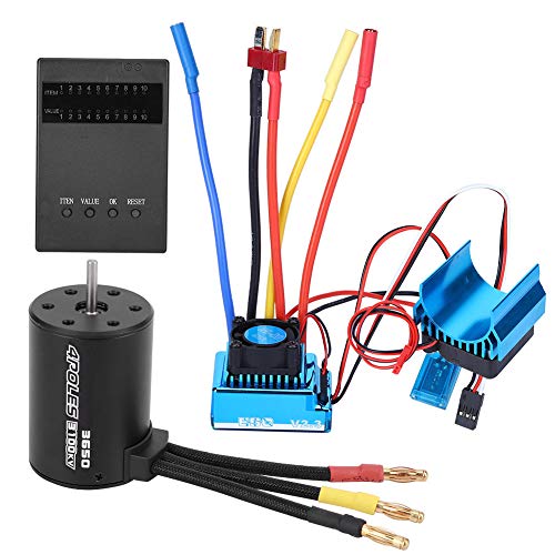 Brushless Motor ESC Combo, 3650 Motor 3100KV + 45A/60A + Brushless ESC + Kühlkörper Kit für 1/10 RC Car Programmkarte Satz(45A) von VGEBY