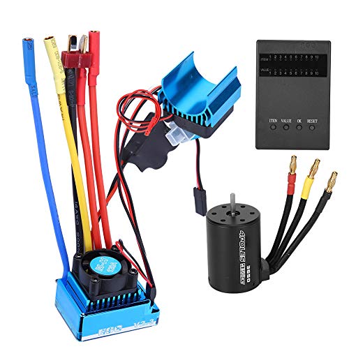 Brushless Motor ESC Combo, 3650 Motor 4300KV + Brushless ESC + Kühlkörper + Programmkartenset für 1/10 RC Car(120A) von VGEBY