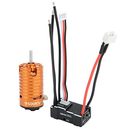 Bürstenloser Motor, 1410 Bürstenloser Motor 18A Schwarz ESC RC Ersatzzubehör Ersatzteil (Orange 9500KV) von VGEBY