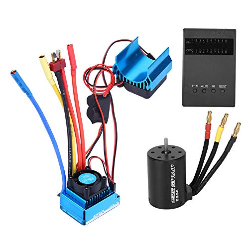 Combo bürstenloser Motor, 3650 4300 KV Motor + ESC elektronischer Geschwindigkeitsregler + Kühlkörper + Programmierkarten Set Geeignet für RC 1/10(620A) Auto von VGEBY