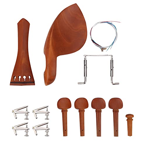 Geigenbeschläge-Set, 1 Set, Jujube-Holz, Geigenteil-Zubehör, 4/4-Geigenbeschläge, Kinnhalter, Wirbel, Saitenhalter, Stimmgeräte, Endpin, Saite für die Reparatur von Geigen von VGEBY