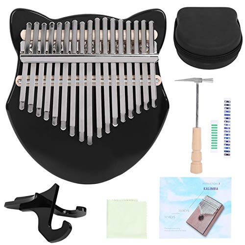 Kalimba Thumb Piano, Kalimba Crystal Fox Shape Thumb Piano Kit 17 Key Beginner Music Instrument with Bag for decoration and practice(schwarz) Tasteninstrument von VGEBY