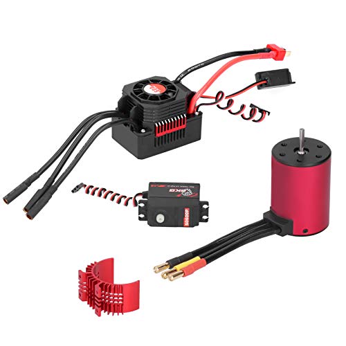 RC Motor Set 1/10, ESC Motor Servo 3650 4500KV Brushless Motor + 60A ESC mit Lüfter + 6KG Metall Servo (S0600M) + 25T Arm 1:10 RC Truck Zubehör von VGEBY