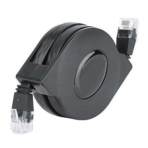 VGEBY Einziehbares LAN-Kabel, 1 Stück, Neu, 1 M/2 M, Verstellbar, Einziehbares Netzwerkkabel, Extender, CAT6, RJ45, LAN-Netzwerkkabel, Schwarz (2m / 6,6ft) von VGEBY