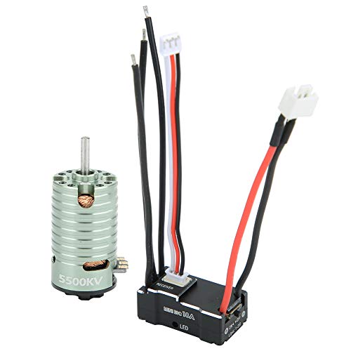 VGEBY Motor ESC-Set, bürstenloser 1410-Fernbedienungs-Crawler-Motor aus Metall mit 18A ESC RC-Ersatzteil-Ersatzzubehör für 1/24, 1/28, 1/32 RC-Fahrzeuge(Green5500KV) von VGEBY
