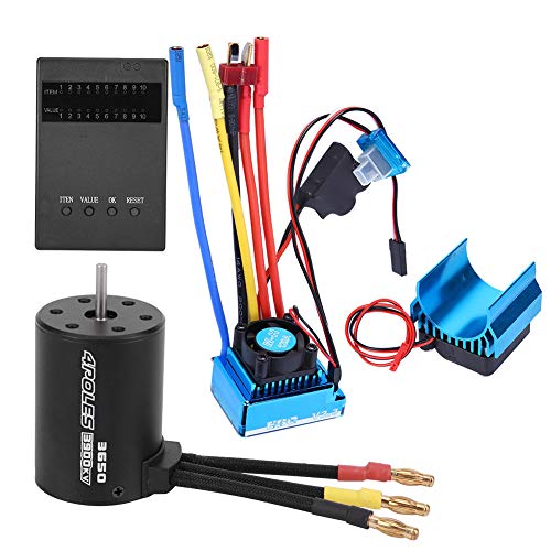 VGEBY Rc-Motor-Esc-Kombination, 3650 3900-Kv-Motor + Bürstenloser Esc + Kühlkörper + Programmkartensatz Zubehör Kompatibel Mit Rc-Car(120A) Auto-Modelle von VGEBY