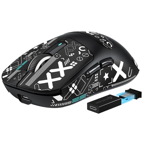 VGN GAMEPOWER ATTACK SHARK X3PRO 59g SUPERLIGHT Kabellose Gaming-Maus, 4K/8KHz Abfragerate, 26000DPI, PixArt PAW3395, 2.4G/BT5.0/Kabelgebunden, Griptape, Bis zu 200 Std.Akku, G502, PC/Xbox/PS, Schwarz von VGN GAMEPOWER