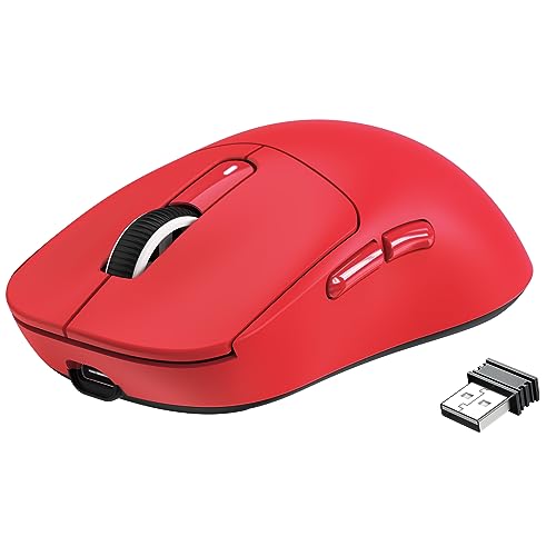 VGN GAMEPOWER Attack Shark X3 Superlight Kabellose Gaming-Maus, 49g Ultraleicht Mouse, 26000DPI, PixArt PAW3395, 2.4G/BT/Kabelgebunden, PTFE Feet, Bis zu 200 Std. Akku, G502, PC/Xbox/PS/Mac, Rot von VGN GAMEPOWER