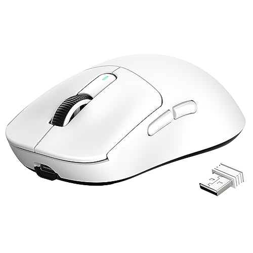 VGN GAMEPOWER Attack Shark X3 Superlight Kabellose Gaming-Maus, 49g Ultraleicht Mouse, 26000DPI, PixArt PAW3395, 2.4G/BT/Kabelgebunden, PTFE Feet, Bis zu 200 Std. Akku, G502, PC/Xbox/PS/Mac, Weiß von VGN GAMEPOWER