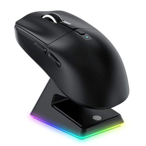 VGN GAMEPOWER Attack Shark X6 Superlight Kabellose Gaming-Maus mit RGB Ladestation, 49g Ultraleicht Mouse, 26000DPI, PixArt PAW3395, 2.4G/BT/Kabelgebunden, Bis zu 200 Std.Akku, G502, PC/Mac, Schwarz von VGN GAMEPOWER