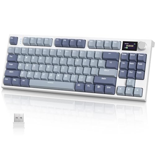 VGN GAMEPOWER RK86 Mechanische Gaming Tastatur Kabellos 75% Prozent TKL, 2,4G Wireless/Bluetooth/USB-C, RGB Gasket Keyboard M75 QWERTY mit Farbdisplay, Drehknopf, Hot Swap Linearer Schalter, Lavendel von VGN GAMEPOWER