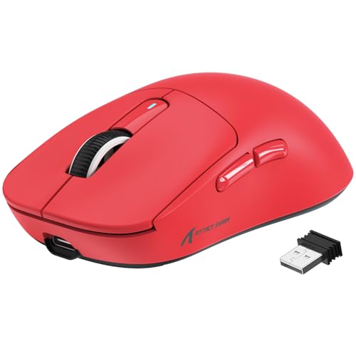 VGN GAMEPOWER x Attack Shark X3 Superlight Kabellose Gaming-Maus, 49g Ultraleicht Mouse, 26000DPI, PixArt PAW3395, 2.4G/BT/Kabelgebunden, PTFE Feet, Bis zu 200 Std. Akku, G502, PC/Xbox/PS/Mac, Rot VGN GAMEPOWER x Attack Shark X3 Superlight Kabellose Gaming-Maus, 49g Ultraleicht Mouse, 26000DPI, PixArt PAW3395, 2.4G/BT/Kabelgebunden, PTFE Feet, Bis zu 200 Std. Akku, G502, PC/Xbox/PS/Mac, Rot von VGN GAMEPOWER