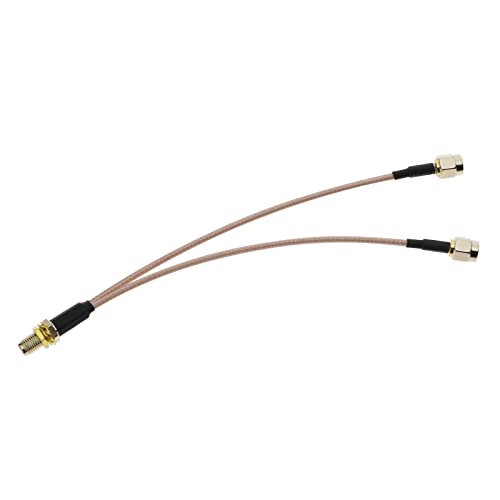 VGOL RP-SMA Buchse auf Dual RP-SMA Stecker V Typ Splitter Adapter Kabel 50 Ohm 15 cm WiFi Antenne Anschluss kompatibel mit 4G LTE Telefonrouter Haus Gateway Modem von VGOL